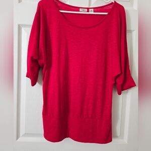 Cato Women's Medium Red Batwing Short Sleeve Blouse
